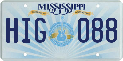 MS license plate HIG088