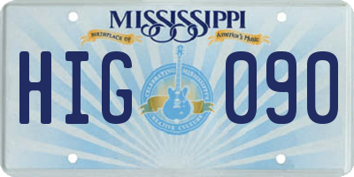 MS license plate HIG090