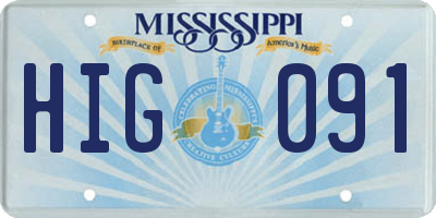 MS license plate HIG091