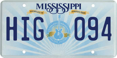 MS license plate HIG094
