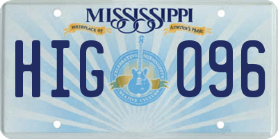 MS license plate HIG096