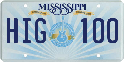 MS license plate HIG100
