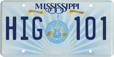 MS license plate HIG101