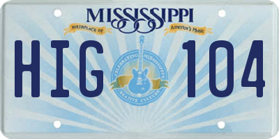MS license plate HIG104