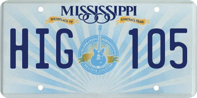 MS license plate HIG105