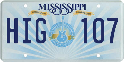 MS license plate HIG107