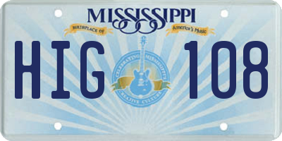 MS license plate HIG108