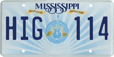 MS license plate HIG114