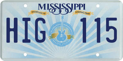 MS license plate HIG115