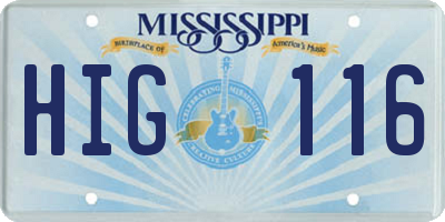 MS license plate HIG116