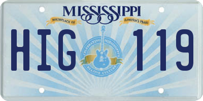 MS license plate HIG119