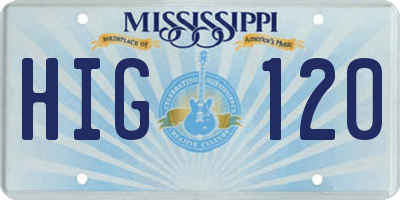 MS license plate HIG120