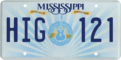 MS license plate HIG121