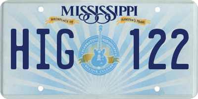 MS license plate HIG122
