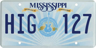 MS license plate HIG127
