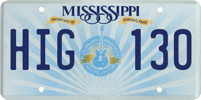 MS license plate HIG130