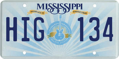 MS license plate HIG134