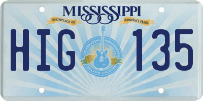 MS license plate HIG135