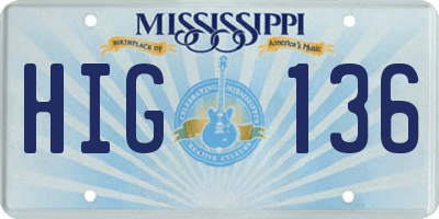 MS license plate HIG136