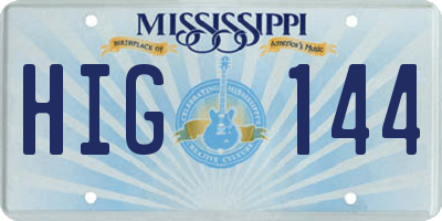 MS license plate HIG144