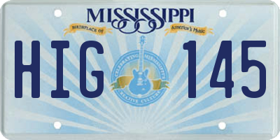 MS license plate HIG145