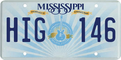 MS license plate HIG146