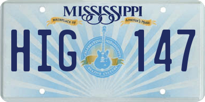 MS license plate HIG147
