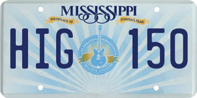 MS license plate HIG150