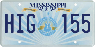 MS license plate HIG155