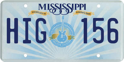 MS license plate HIG156