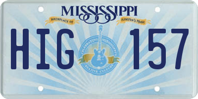 MS license plate HIG157