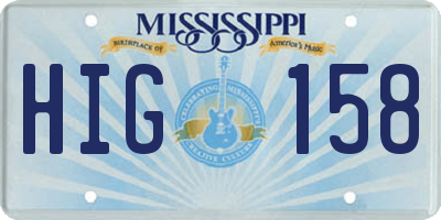 MS license plate HIG158