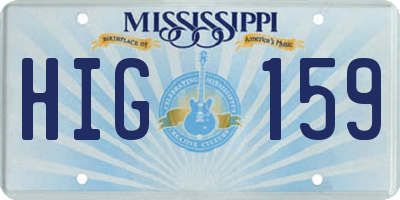 MS license plate HIG159