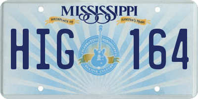 MS license plate HIG164