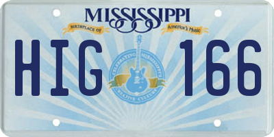 MS license plate HIG166