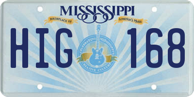 MS license plate HIG168