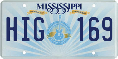 MS license plate HIG169
