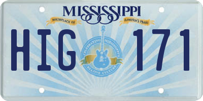 MS license plate HIG171