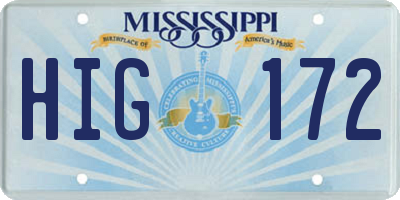 MS license plate HIG172