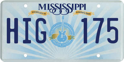 MS license plate HIG175