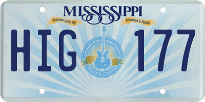MS license plate HIG177