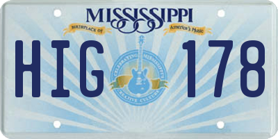 MS license plate HIG178