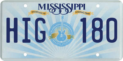 MS license plate HIG180