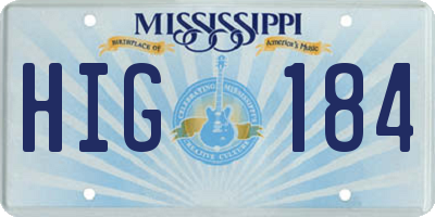 MS license plate HIG184