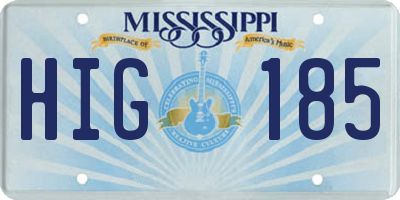 MS license plate HIG185