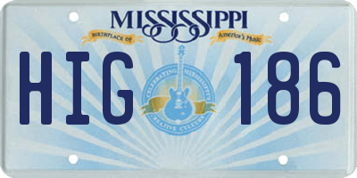 MS license plate HIG186