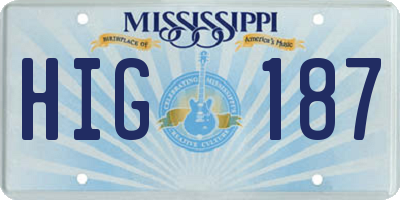 MS license plate HIG187