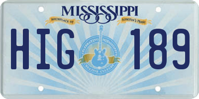 MS license plate HIG189