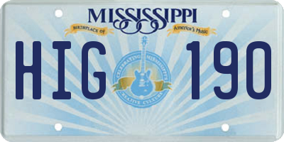 MS license plate HIG190