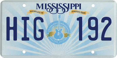 MS license plate HIG192